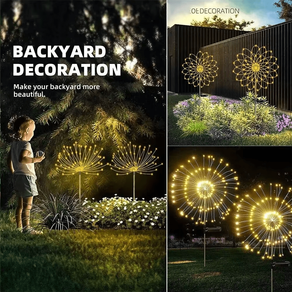 Solar Firework Lights – Colourful LED Garden Decoration (IP68 Waterproof)