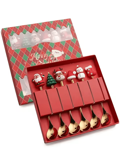 Santa Claus Christmas Spoons & Forks Set – 4/6pcs Stainless Steel