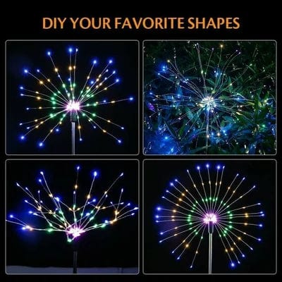 Solar-Powered Firework LED Garden Lights - 90 LEDs, Weatherproof, 2 Modes