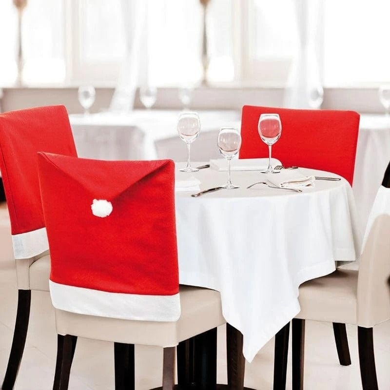 Santa Hat Chair Covers – Christmas Dining Table Decoration (1-10 Pieces)