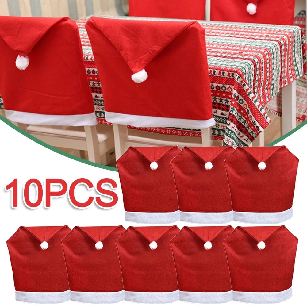 Santa Hat Chair Covers – Christmas Dining Table Decoration (1-10 Pieces)