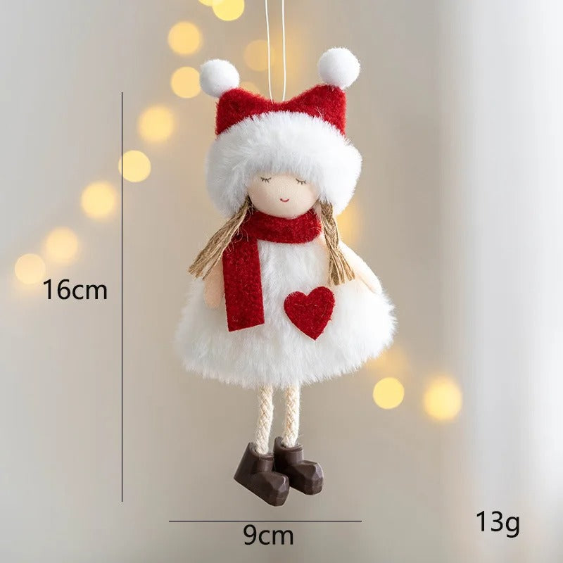 4pcs Plush Santa, Snowman & Elk Pendants