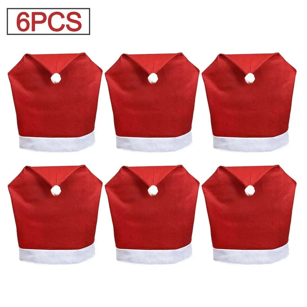 Santa Hat Chair Covers – Christmas Dining Table Decoration (1-10 Pieces)