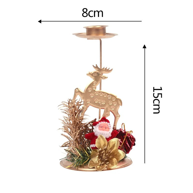 3-Piece Christmas Candle Holder Set with Artificial Pine Branches