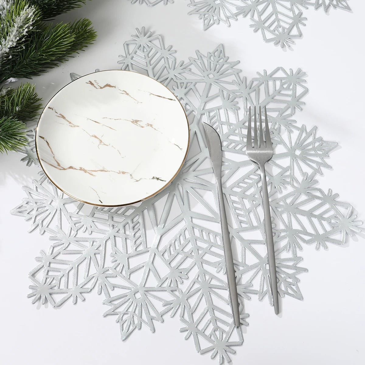 Christmas Snowflake Placemats – Set of 3, Festive Holiday Table Decor