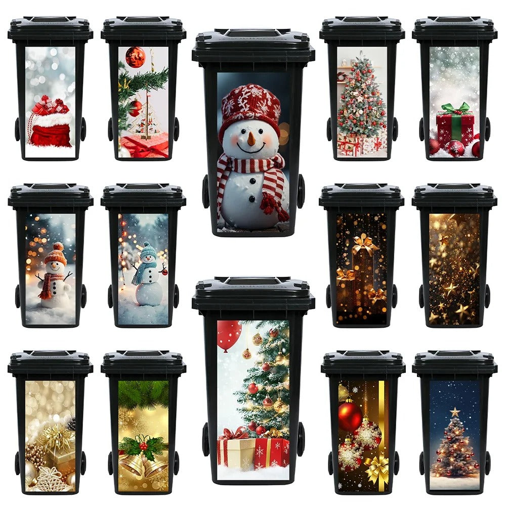 Christmas Waterproof Trash Bin Decals