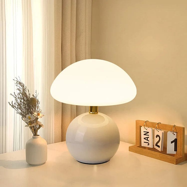 French Cream Mushroom Lamp – Bauhaus-Inspired Elegance