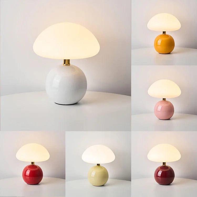 French Cream Mushroom Lamp – Bauhaus-Inspired Elegance