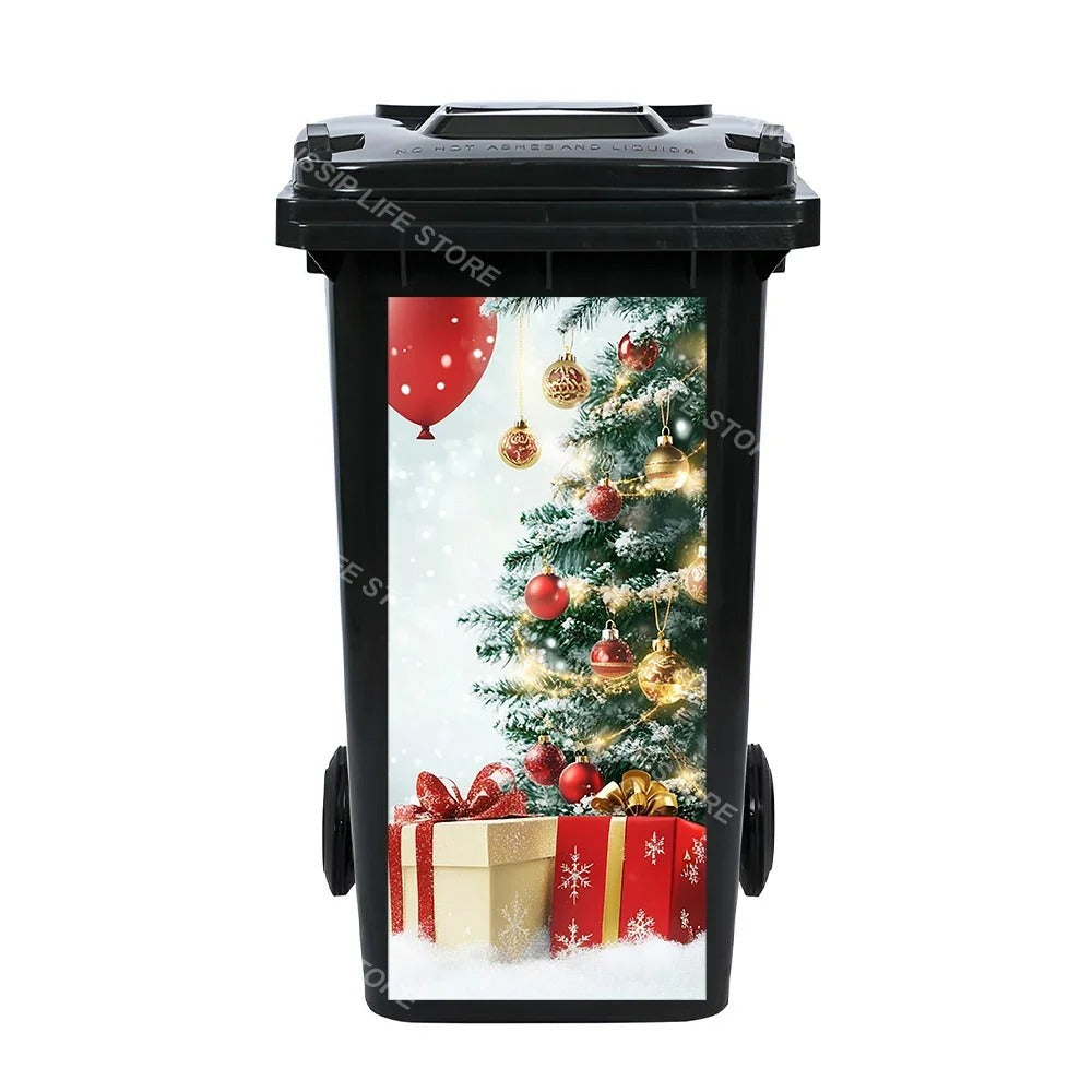 Christmas Waterproof Trash Bin Decals