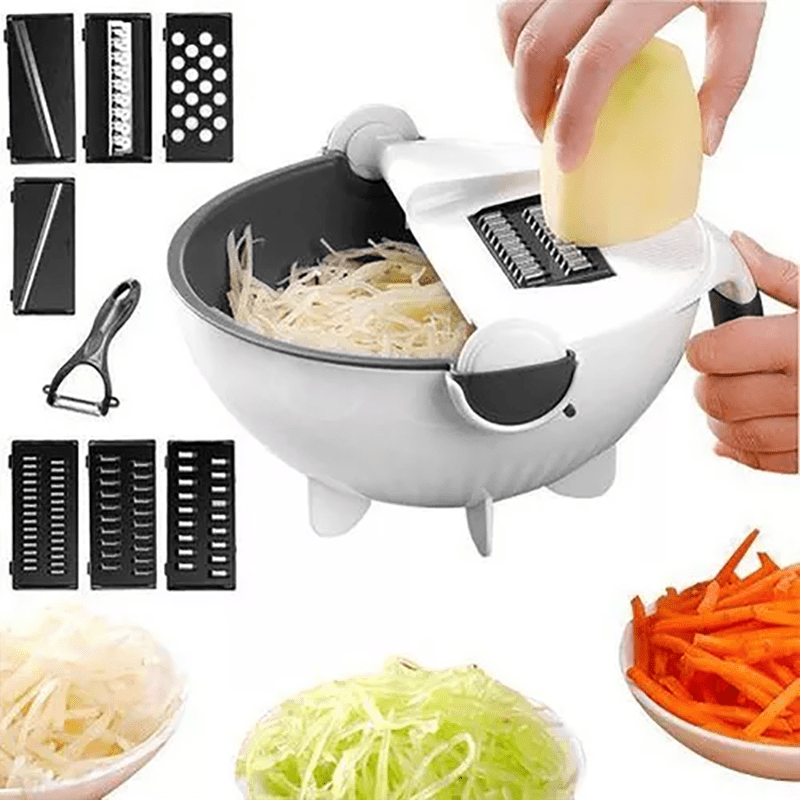 9 in 1 Multifunction Vegetable Cutter with Magic Drain Basket