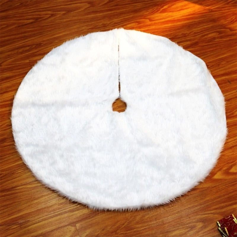 30.7" White Luxury Faux Fur Christmas Tree Skirt