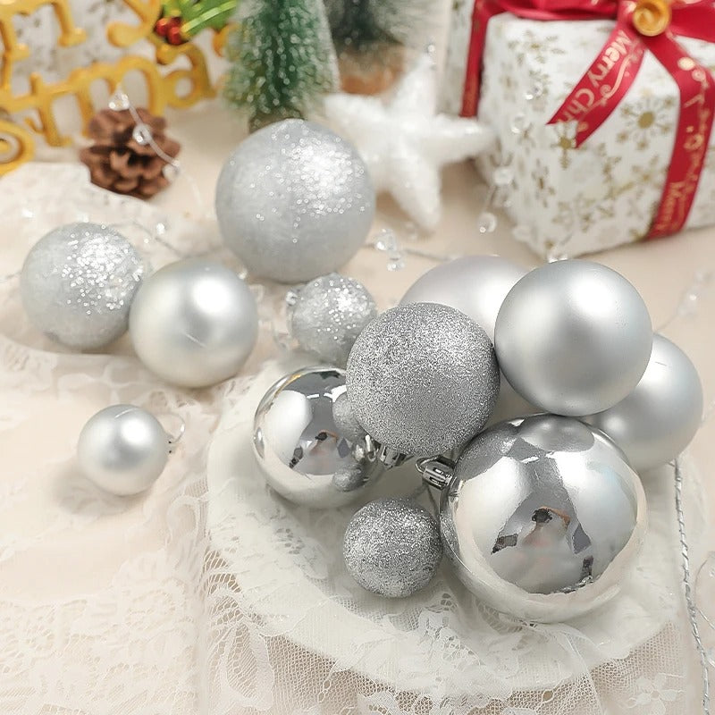 24pcs Christmas Tree Ornaments – 4-8cm Shatterproof Balls