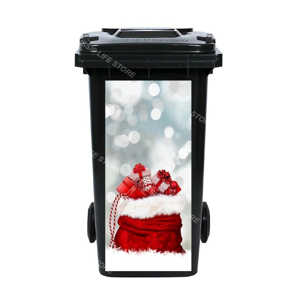 Christmas Waterproof Trash Bin Decals