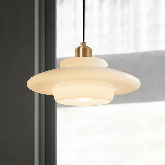 Milk White Glass Pendant Light – Mid-Century Elegance