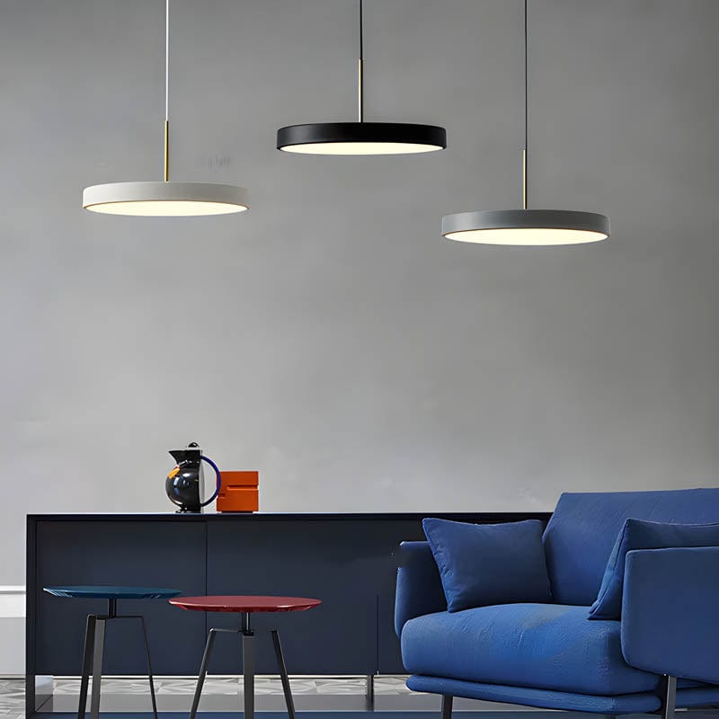 Minimalist Iron & Acrylic Pendant Light - Adjustable Cord, LED Bulb Included