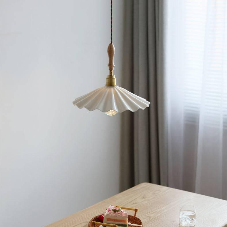 Ceramic Kitchen Island Pendant Light - Elegant Fluted Design