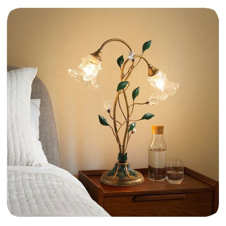 New French Flower Table Lamp – Vintage Elegance with Soft Lighting