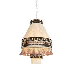 Bohemian Fringe Pendant Lamp - Tribal-Inspired Woven Design with Artisanal Touch