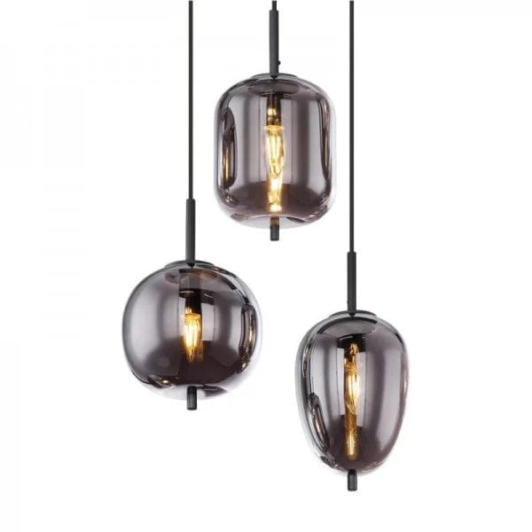 Blacky Pendant Light - Modern Smoked Glass & Metal Chandelier