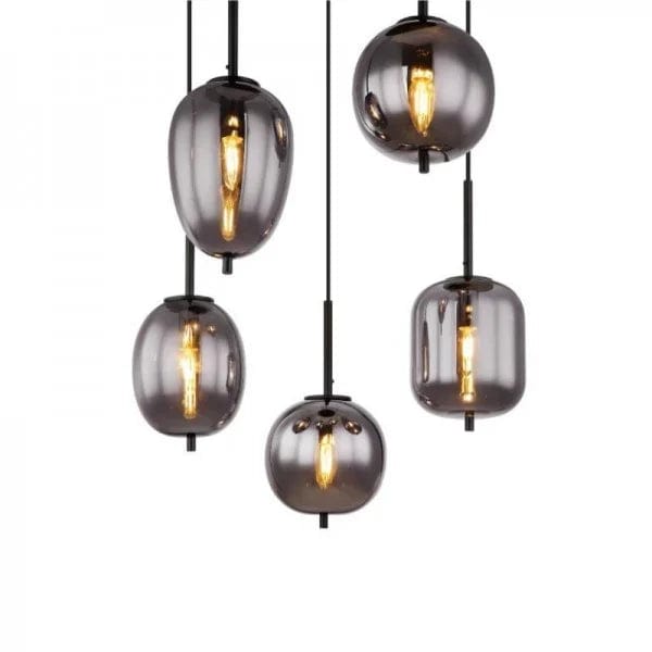 Blacky Pendant Light - Modern Smoked Glass & Metal Chandelier