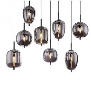 Blacky Pendant Light - Modern Smoked Glass & Metal Chandelier