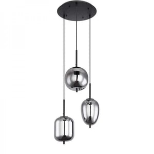 Blacky Pendant Light - Modern Smoked Glass & Metal Chandelier