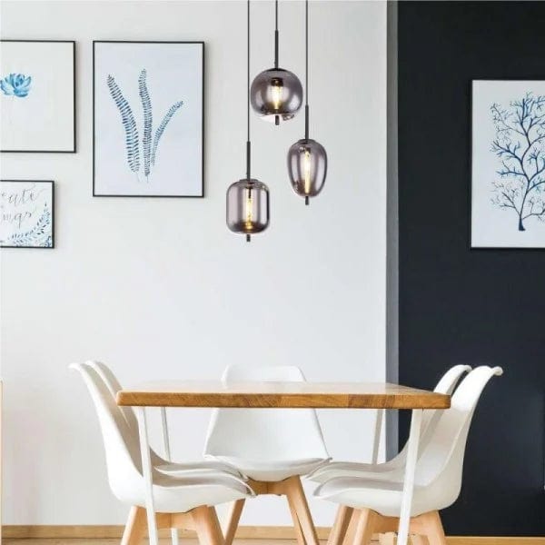 Blacky Pendant Light - Modern Smoked Glass & Metal Chandelier