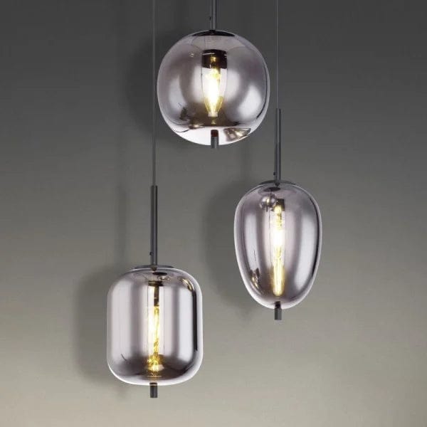 Blacky Pendant Light - Modern Smoked Glass & Metal Chandelier