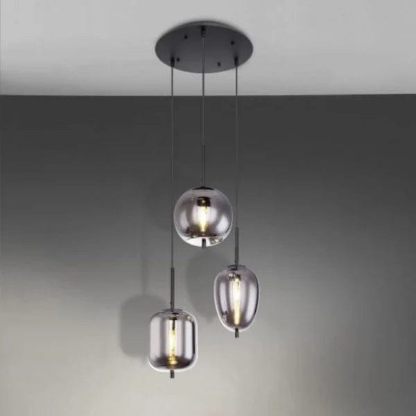 Blacky Pendant Light - Modern Smoked Glass & Metal Chandelier