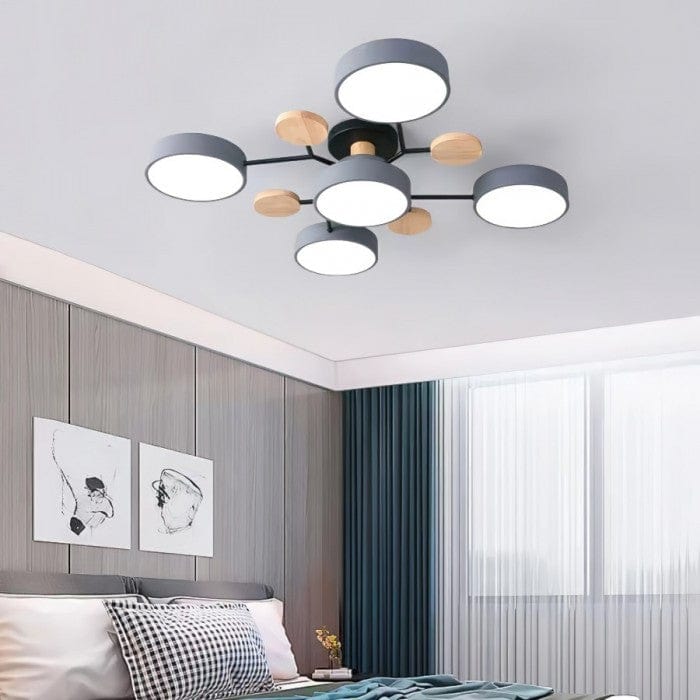 Nordic Branched Disc LED Ceiling Light – Sophisticated Metal & Wood Design