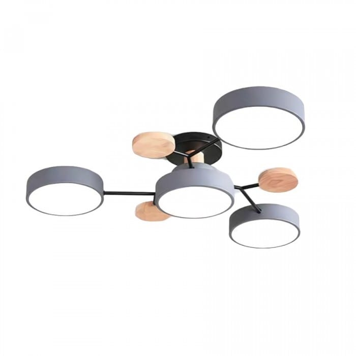 Nordic Branched Disc LED Ceiling Light – Sophisticated Metal & Wood Design