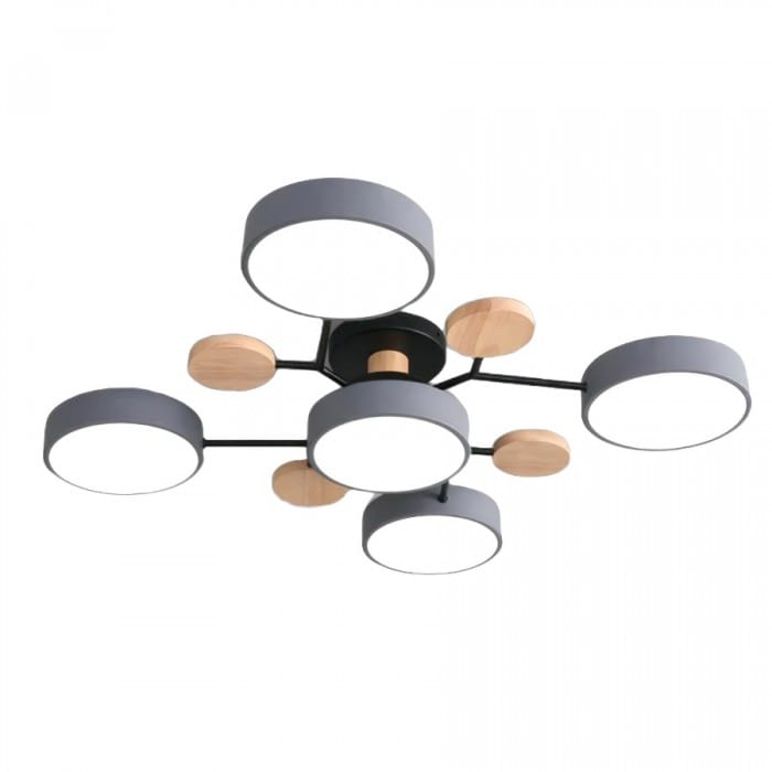 Nordic Branched Disc LED Ceiling Light – Sophisticated Metal & Wood Design