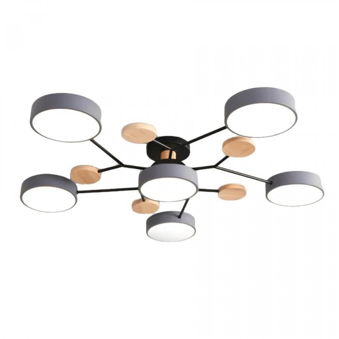 Nordic Branched Disc LED Ceiling Light – Sophisticated Metal & Wood Design