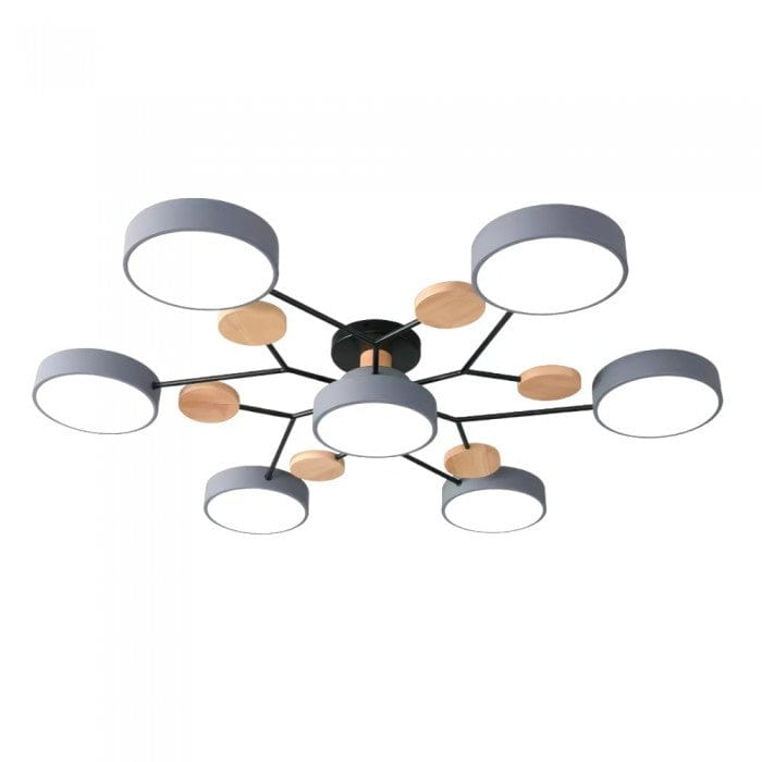 Nordic Branched Disc LED Ceiling Light – Sophisticated Metal & Wood Design