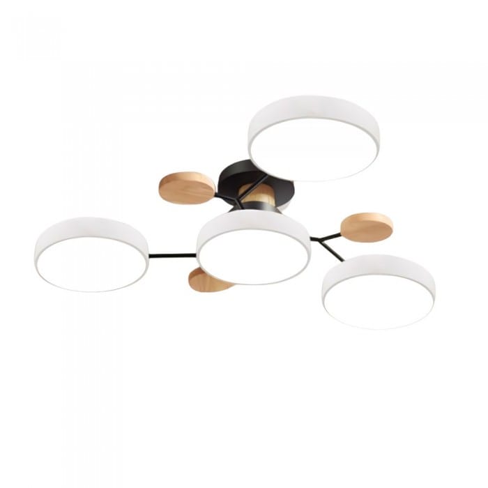 Nordic Branched Disc LED Ceiling Light – Sophisticated Metal & Wood Design