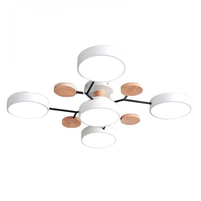 Nordic Branched Disc LED Ceiling Light – Sophisticated Metal & Wood Design