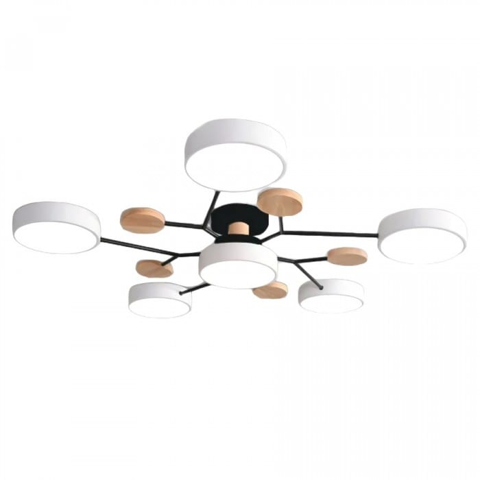 Nordic Branched Disc LED Ceiling Light – Sophisticated Metal & Wood Design