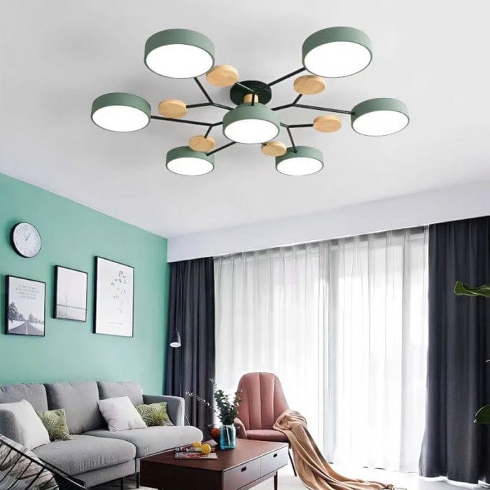 Nordic Branched Disc LED Ceiling Light – Sophisticated Metal & Wood Design