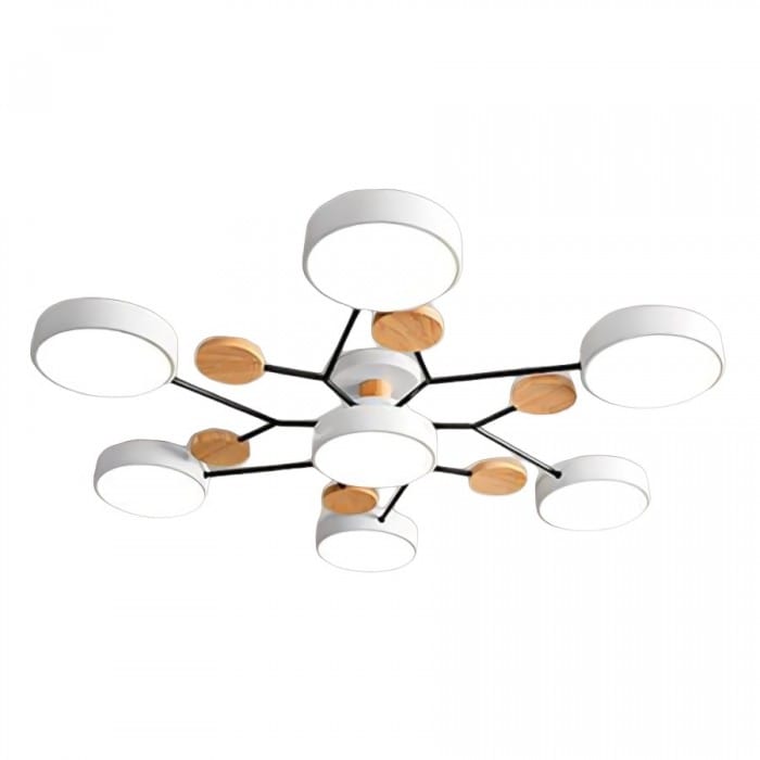 Nordic Branched Disc LED Ceiling Light – Sophisticated Metal & Wood Design