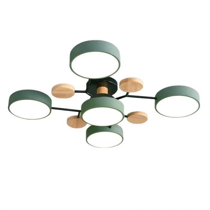 Nordic Branched Disc LED Ceiling Light – Sophisticated Metal & Wood Design