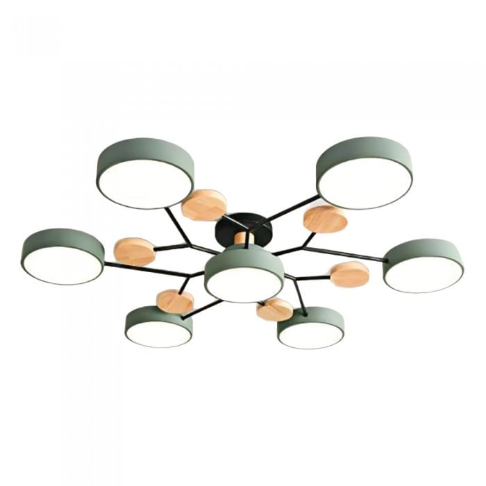 Nordic Branched Disc LED Ceiling Light – Sophisticated Metal & Wood Design