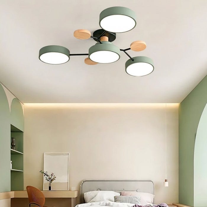 Nordic Branched Disc LED Ceiling Light – Sophisticated Metal & Wood Design