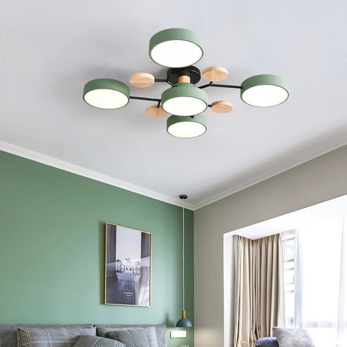 Nordic Branched Disc LED Ceiling Light – Sophisticated Metal & Wood Design