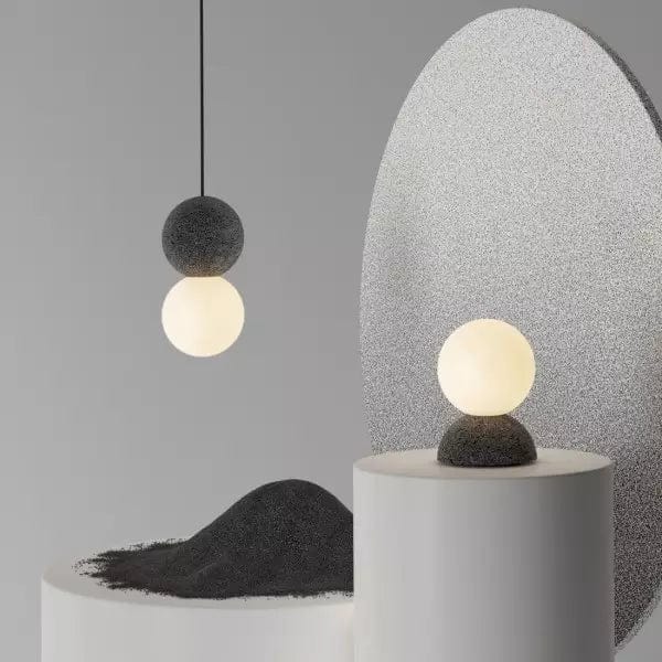 Origo Pendant Lamp - Volcanic Rock & Opal Glass Diffuser LED Light