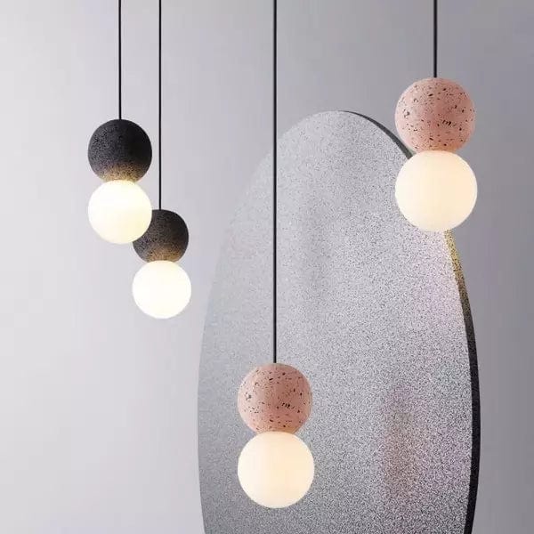 Origo Pendant Lamp - Volcanic Rock & Opal Glass Diffuser LED Light