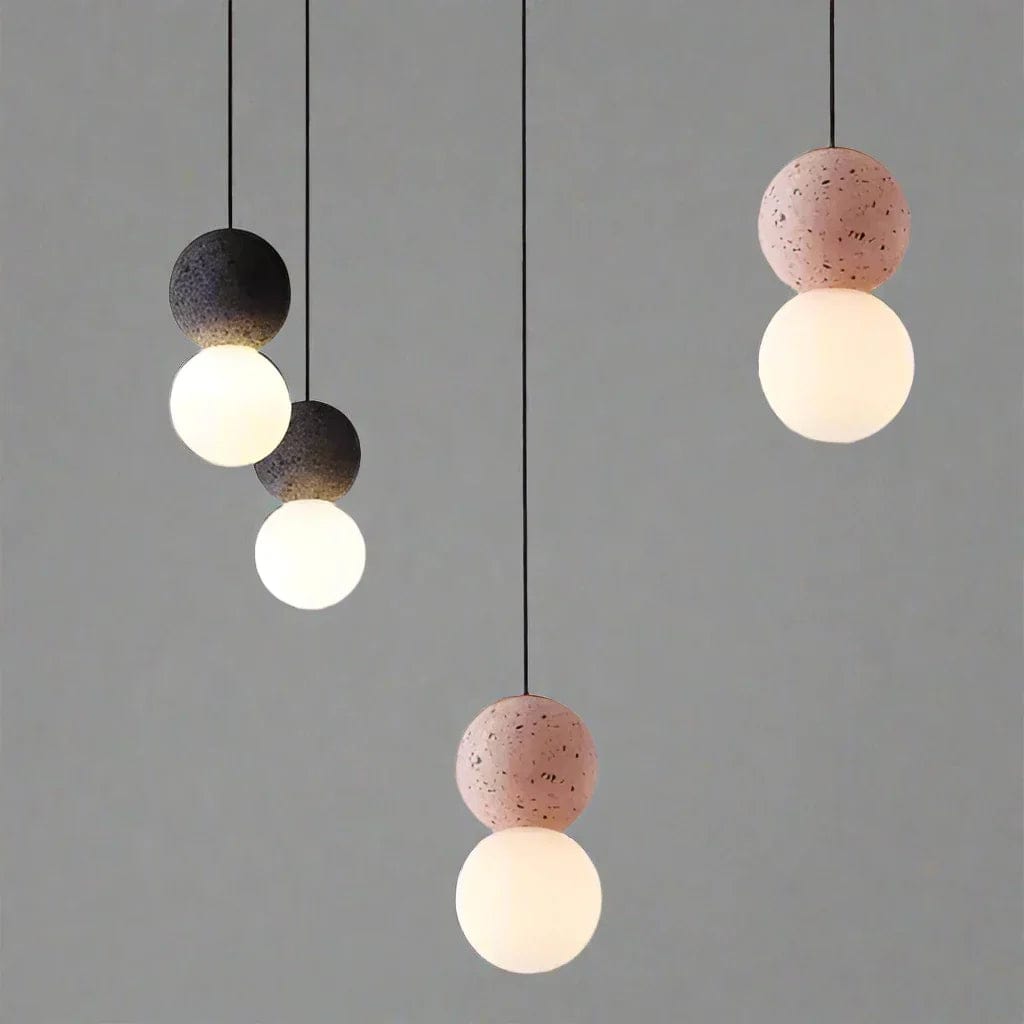 Origo Pendant Lamp - Volcanic Rock & Opal Glass Diffuser LED Light