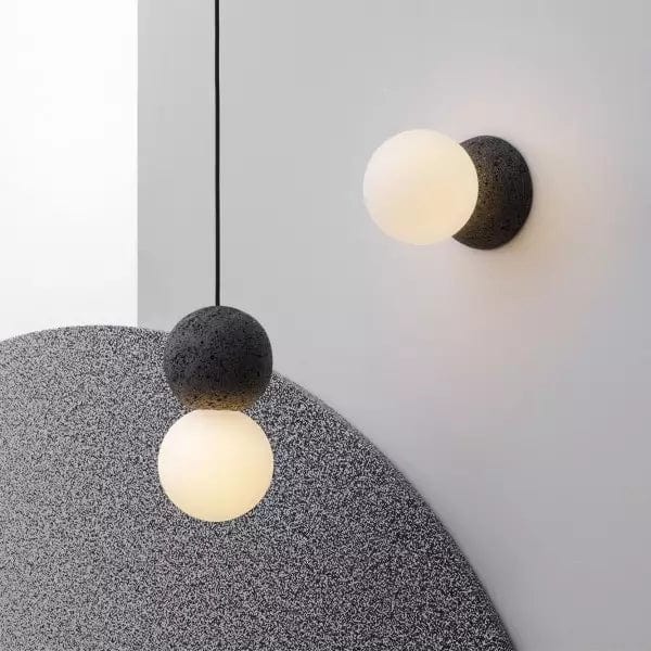 Origo Pendant Lamp - Volcanic Rock & Opal Glass Diffuser LED Light