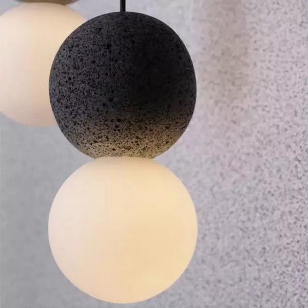 Origo Pendant Lamp - Volcanic Rock & Opal Glass Diffuser LED Light