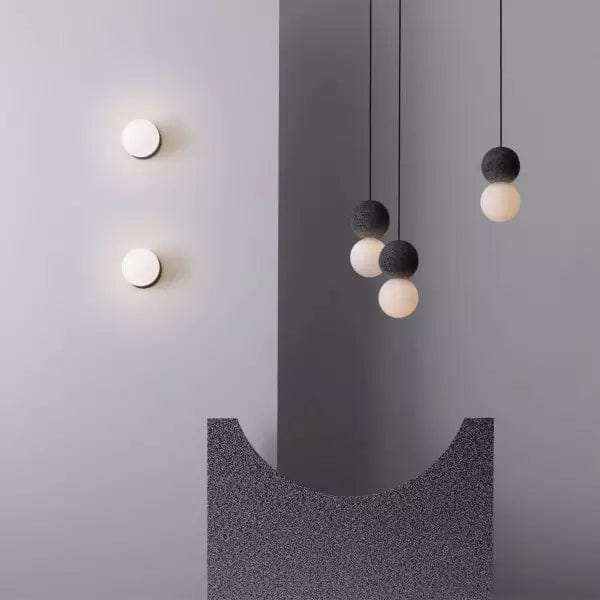 Origo Pendant Lamp - Volcanic Rock & Opal Glass Diffuser LED Light