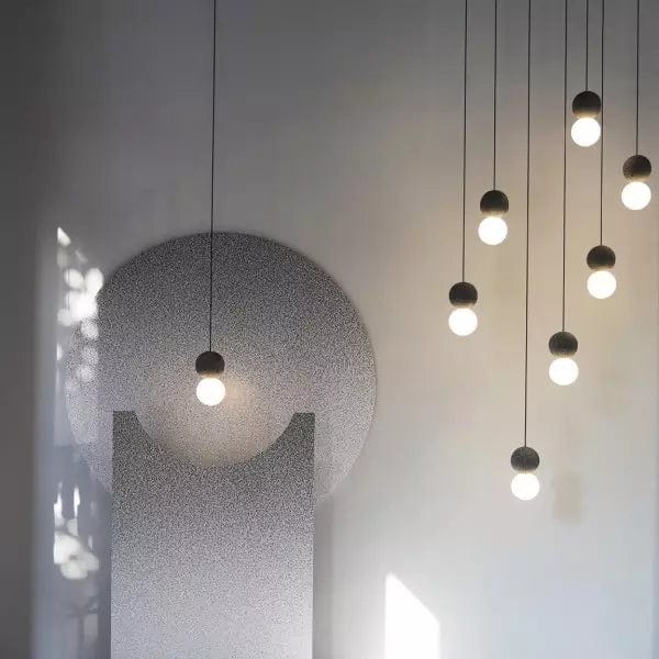 Origo Pendant Lamp - Volcanic Rock & Opal Glass Diffuser LED Light